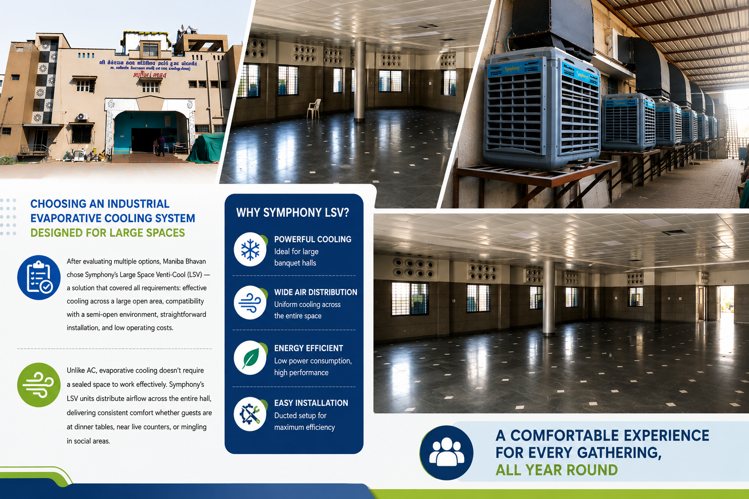 Industrial Evaporative Cooler Installed Comfortably at Maniba Bhavan Banquet Hall