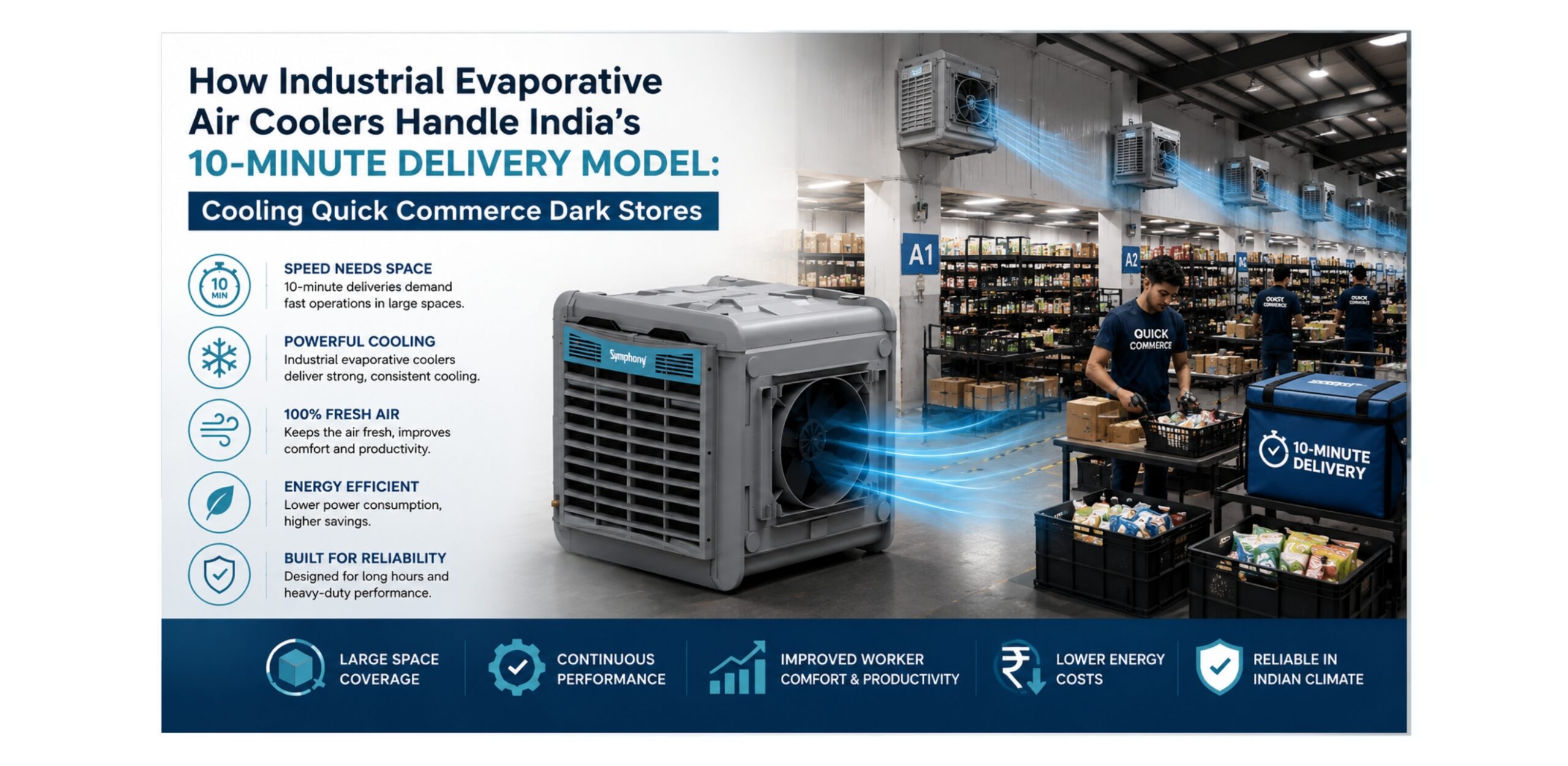 How Industrial Evaporative Air Coolers Handle India’s 10-Minute Delivery Model: Cooling Quick Commerce Dark Stores